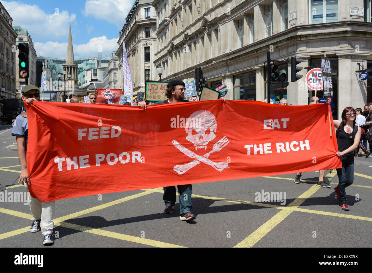 London, 21 June 2014. A national demonstration called “No more austerity – demand the alternative” marches through central London, finishing in Parliament Square for a rally. Credit:  Patricia Phillips/Alamy Live News Stock Photo