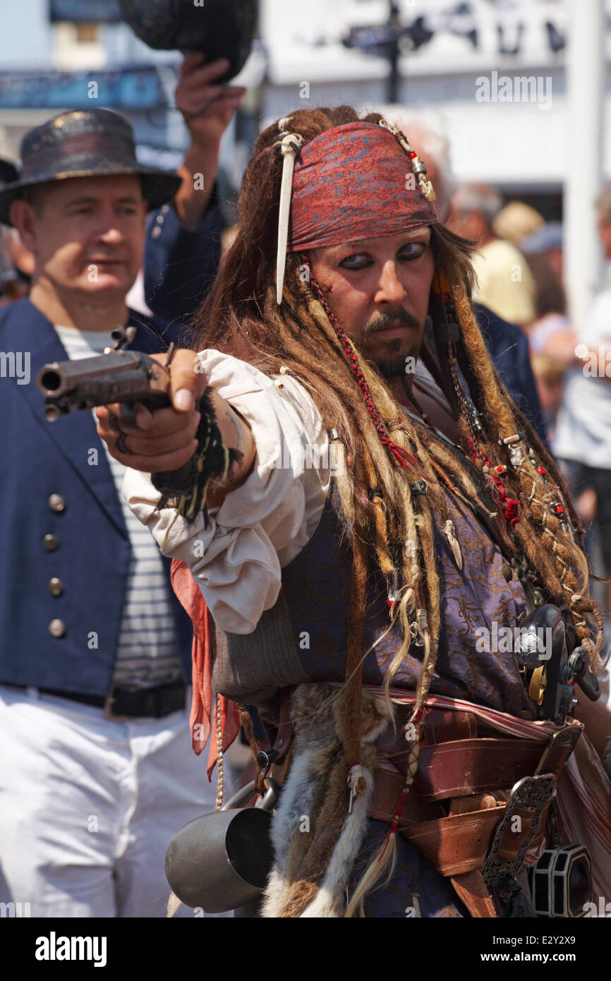 Captain Jack Sparrow lookalike pirate at.Harry Paye Day, Poole in June Credit:  Carolyn Jenkins/Alamy Live News Stock Photo