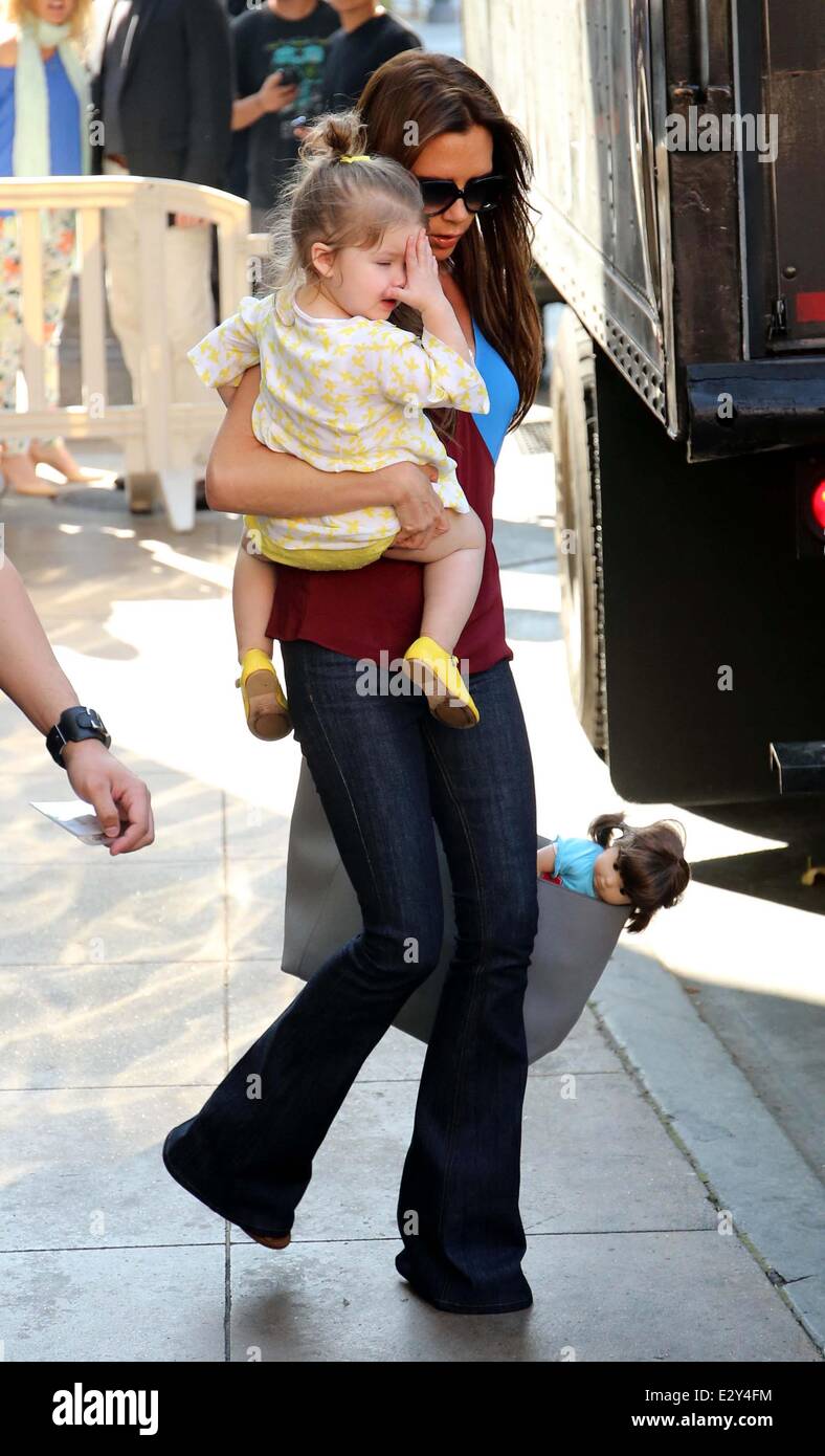 Victoria Beckham seen with her children exiting American Girl Place at