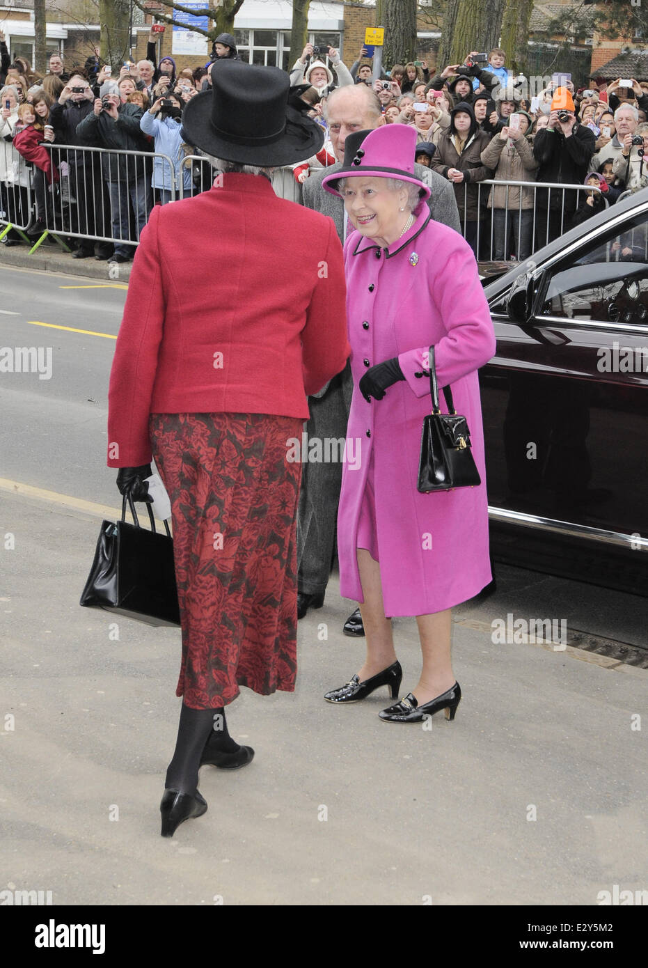 Queen Elizabeth II visits Britwell Community Centre in Slough Featuring