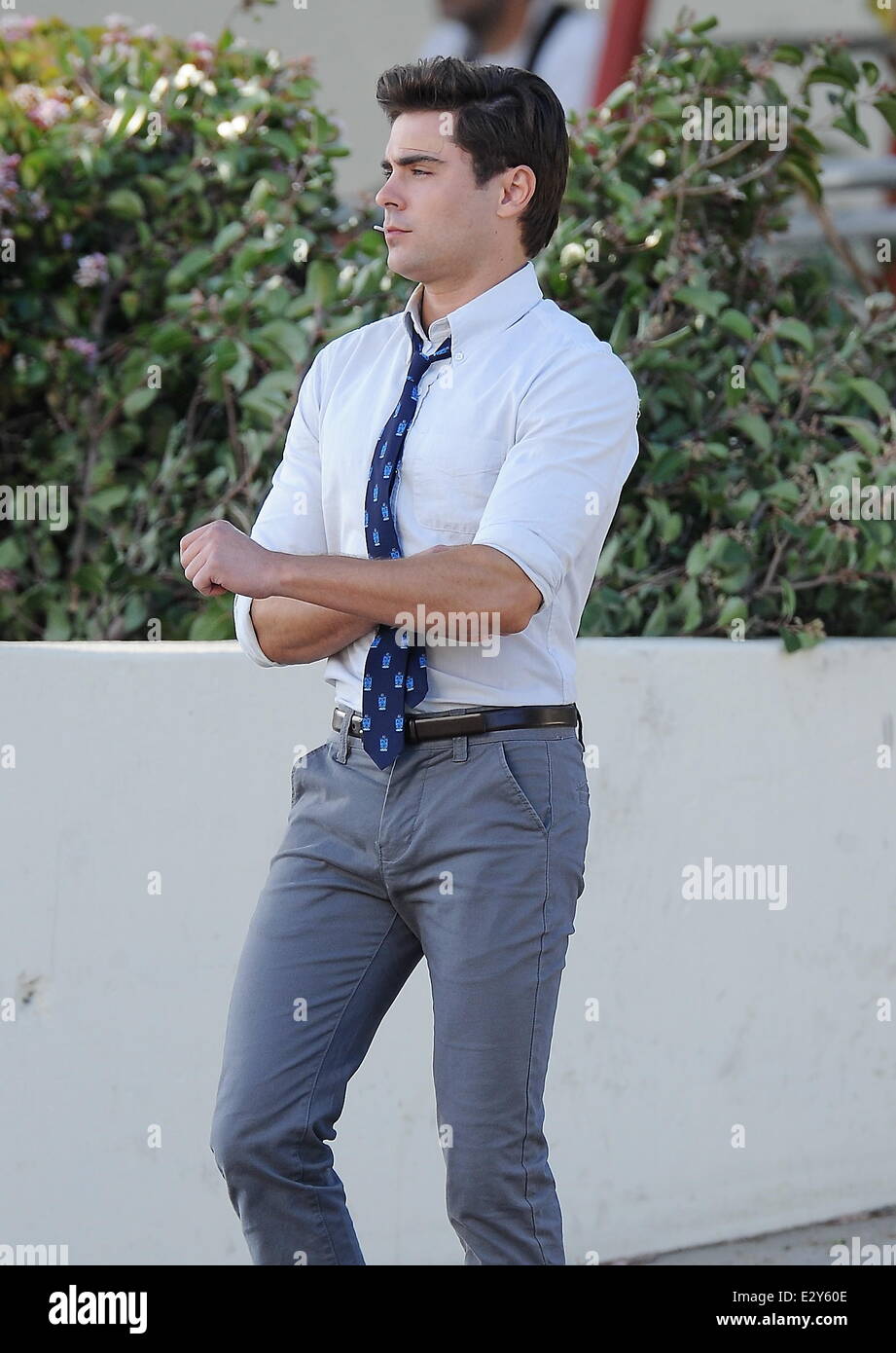 Actor Zac Efron sports skinny pants on the set of 'Townies' filming in ...