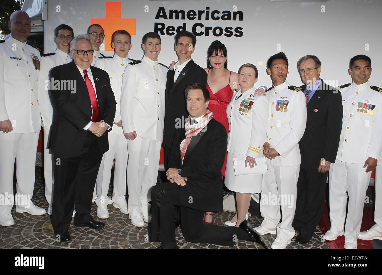 Members of the Armed Forces and the cast of 'NCIS' honoured at the 'Annual Red Cross Red Tie Affair' - Arrivals  Featuring: Pauley Perrette,US Navy,David McCallum,Brian Dietzen,Michael Weatherly Where: Los Angeles, California, United States When: 06 Apr 2013 Stock Photo