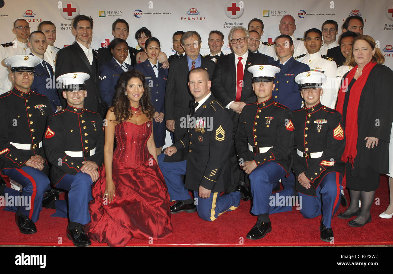 Members of the Armed Forces and the cast of 'NCIS' honoured at the 'Annual Red Cross Red Tie Affair' - Arrivals  Featuring: Pauley Perrette,US Navy,David McCallum,Brian Dietzen,Michael Weatherly,US Marines,Christine Devine Where: Los Angeles, California, United States When: 06 Apr 2013 Stock Photo