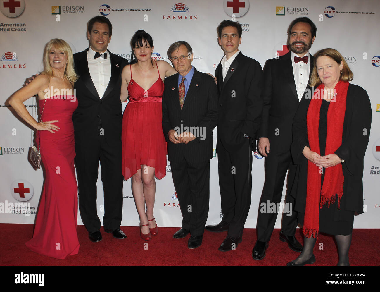 Members of the Armed Forces and the cast of 'NCIS' honoured at the 'Annual Red Cross Red Tie Affair' - Arrivals  Featuring: Judy Chambers Beck,Michael Weatherly,Pauley Perrette,David McCallum,Brian Dietzen,Nick Stellino,Julie Thomas Where: Los Angeles, California, United States When: 06 Apr 2013 Stock Photo