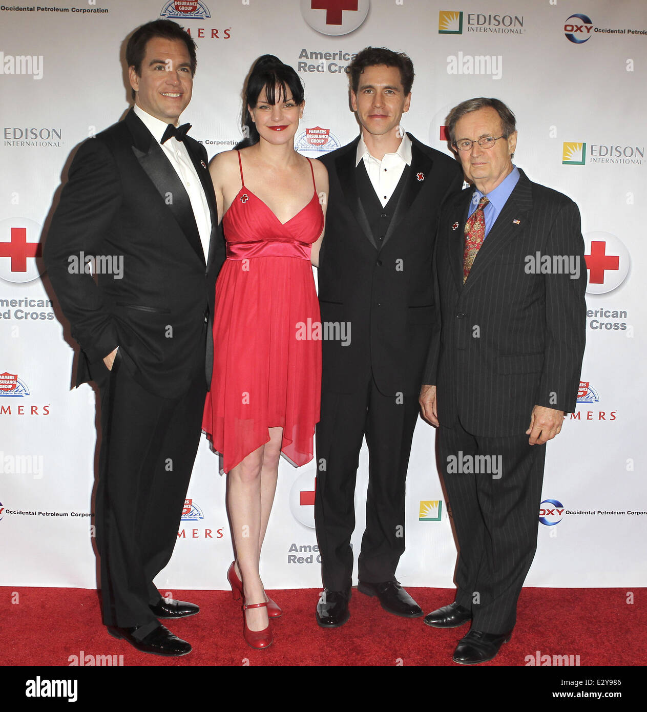 Members of the Armed Forces and the cast of 'NCIS' honoured at the 'Annual Red Cross Red Tie Affair' - Arrivals  Featuring: Michael Weatherly,Pauley Perrette,Brian Dietzen,David McCallum Where: Santa Monica, California, United States When: 06 Apr 2013 Stock Photo