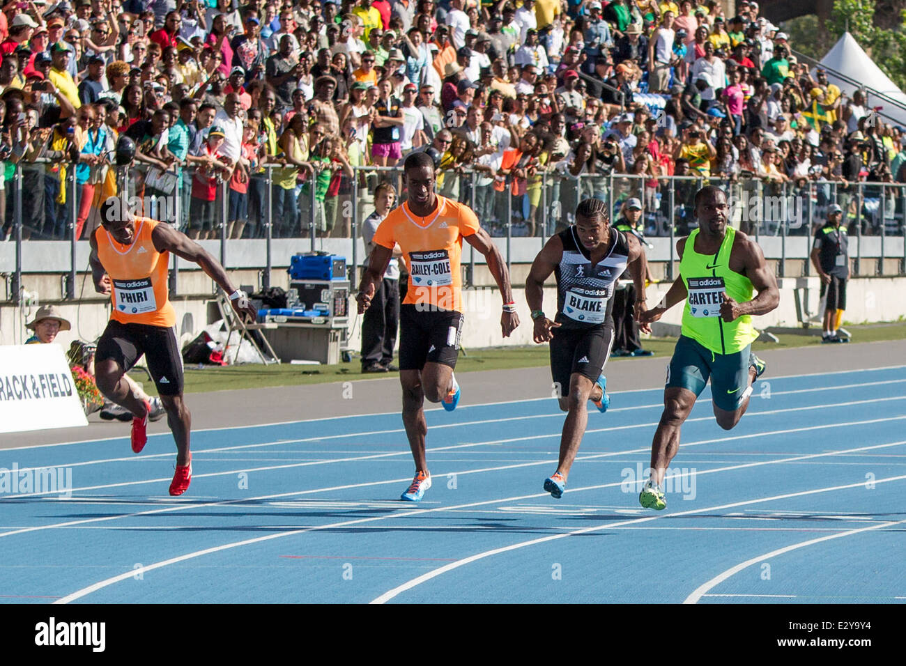 Nesta Carter (JAM) winner of the Mens' 100m at the 2014 Adidas Track