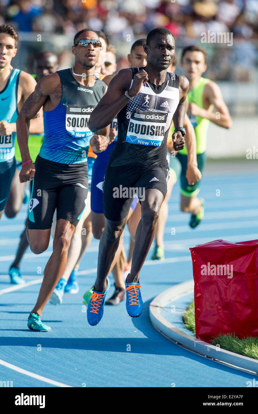 David Rudisha (KEN) winner of the Mens' 800m at the 2014 Adidas Track and Field Grand Prix. Stock Photo
