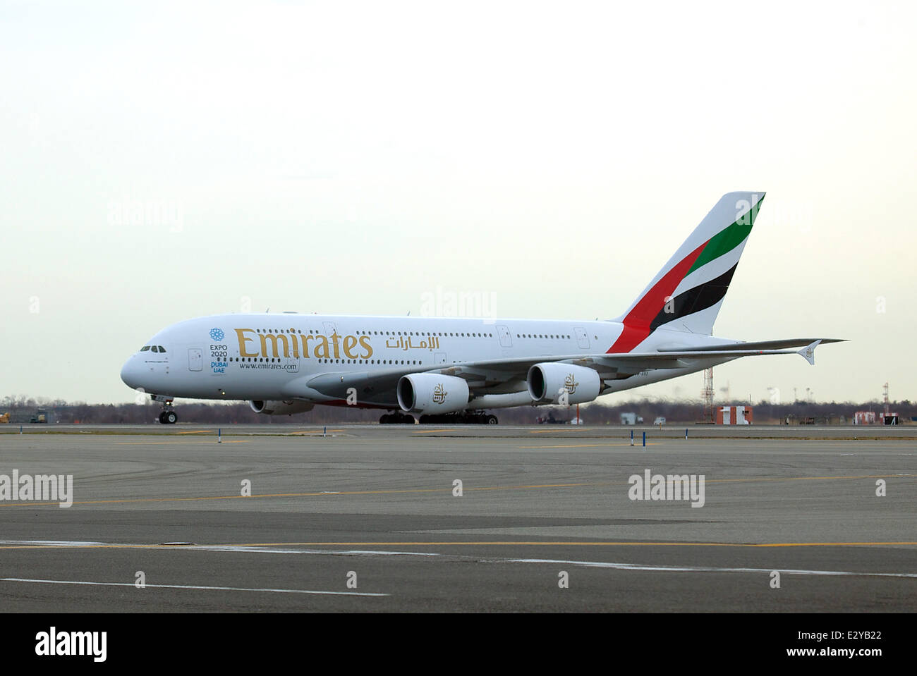 An Emirates Airlines plane at (JFK) John F. Kennedy International Airport Featuring An Emirates
