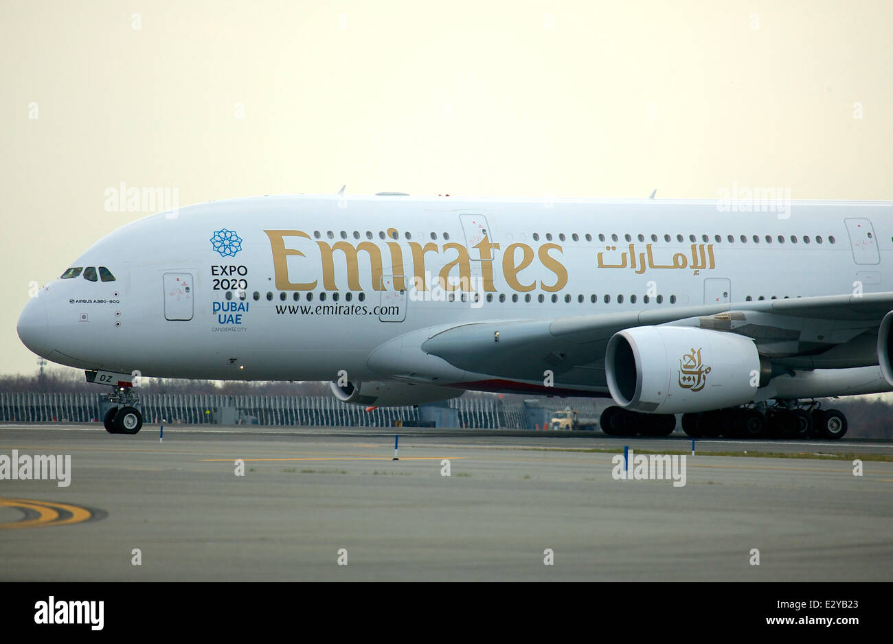 An Emirates Airlines plane at (JFK) John F. Kennedy International Airport Featuring An Emirates