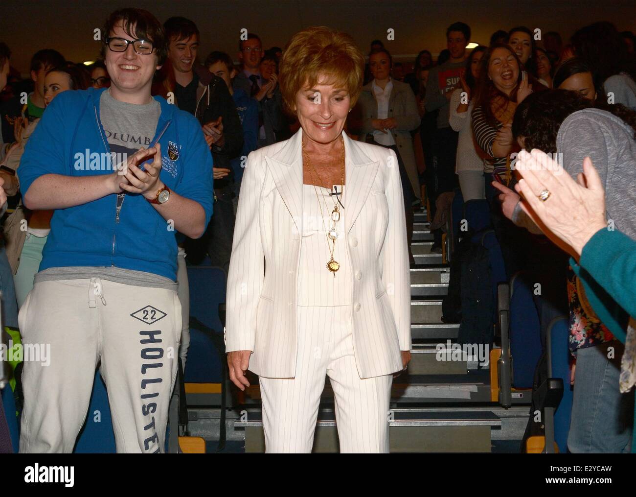 America's highest paid television personality Judge Judith Sheindlin,better known as Judge Judy at UCD ( University College Dublin ) where she awarded the position of Vice Presidency of the UCD law society.  Featuring: Judge Judith Sheindlin,Judge Judy Where: Dublin, Ireland When: 09 Apr 2013 Stock Photo
