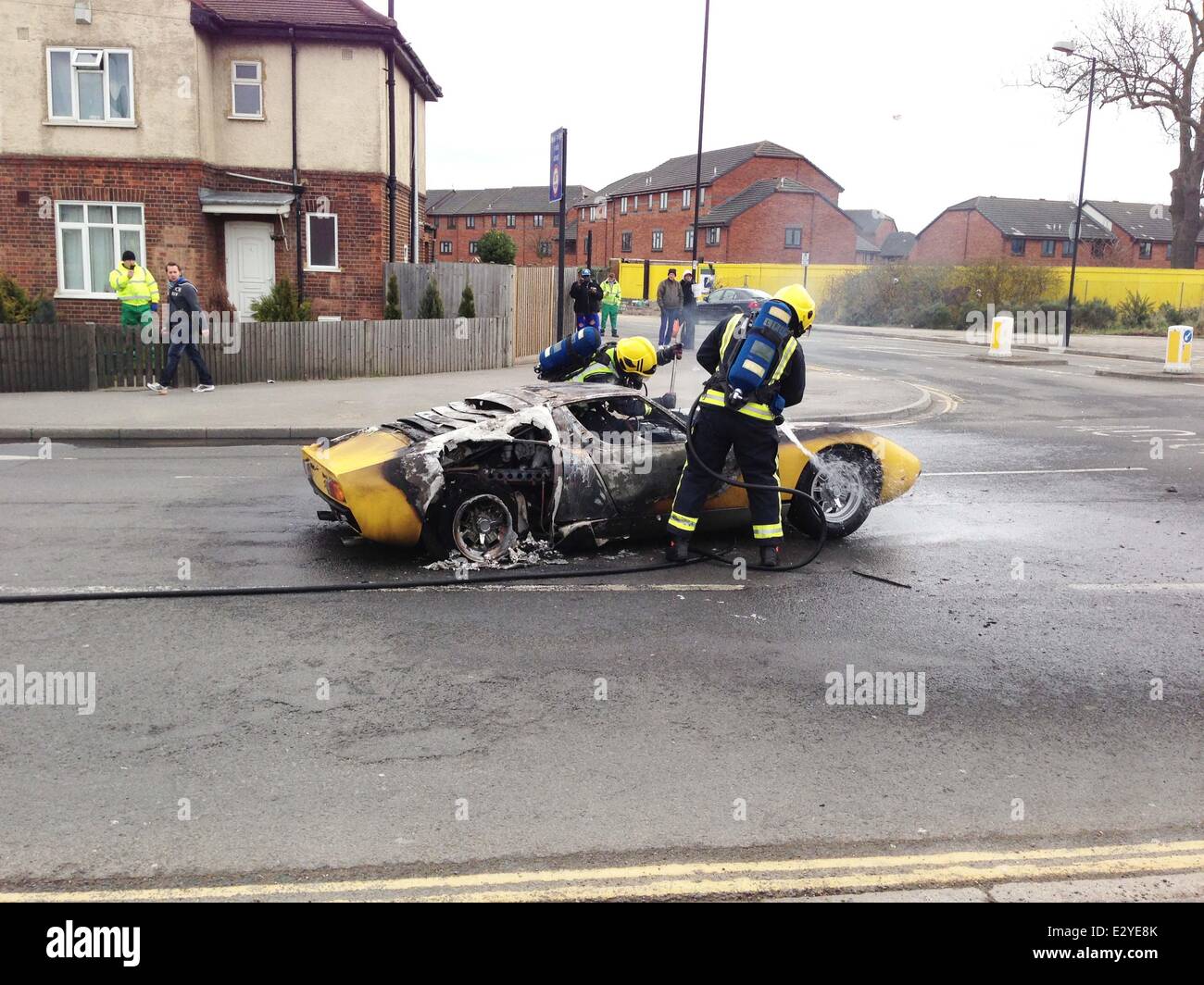 LAMBORGHINI CATCHES FIRE IN LONDON A burning ambition went up in flames