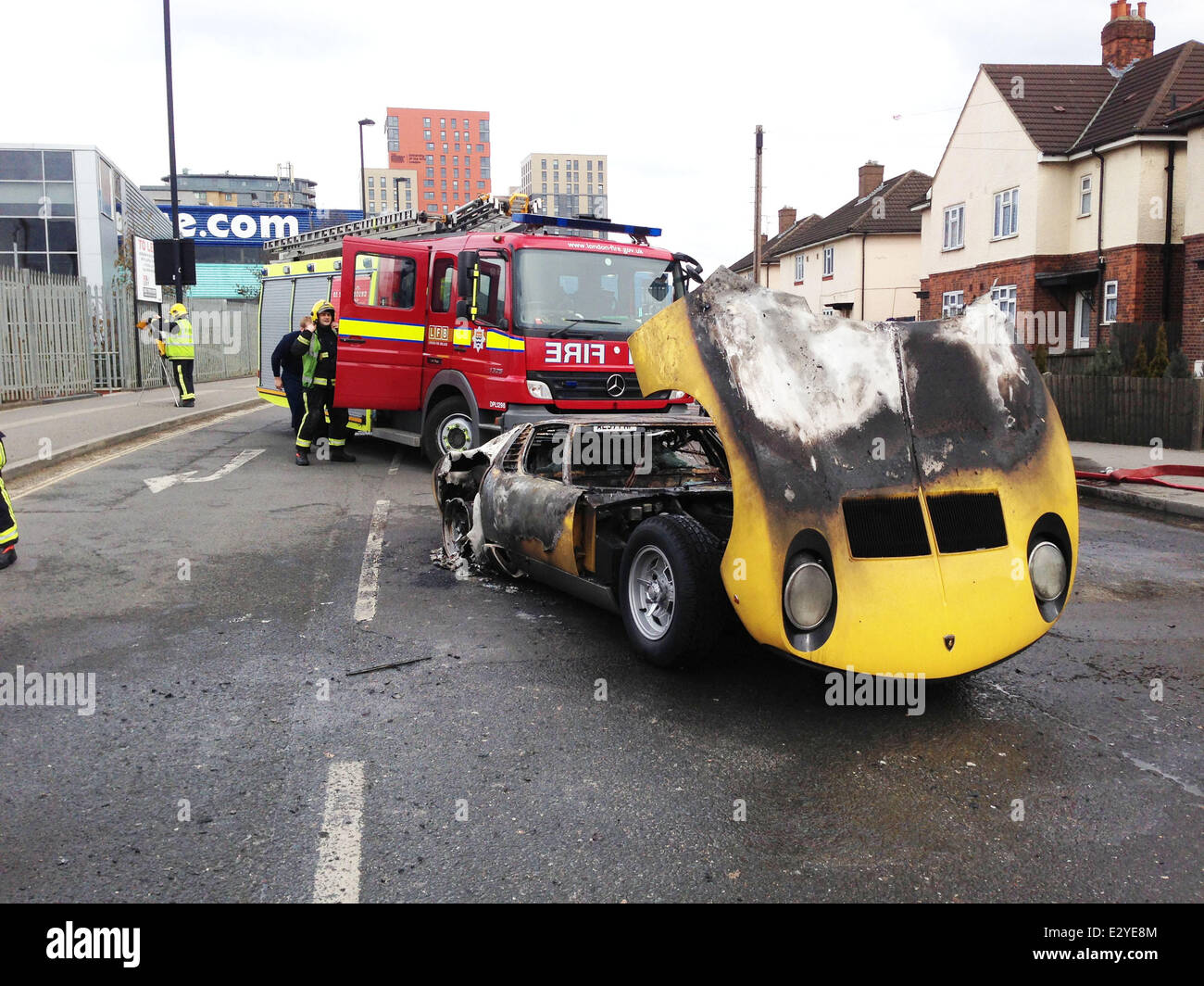 LAMBORGHINI CATCHES FIRE IN LONDON A burning ambition went up in flames