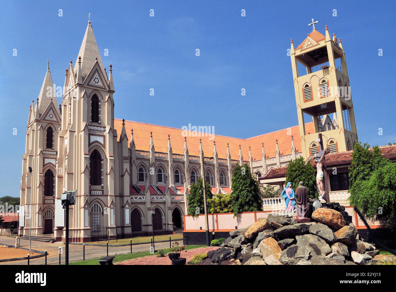 Catholic church with towers in Negombo, Sri Lanka Stock Photo