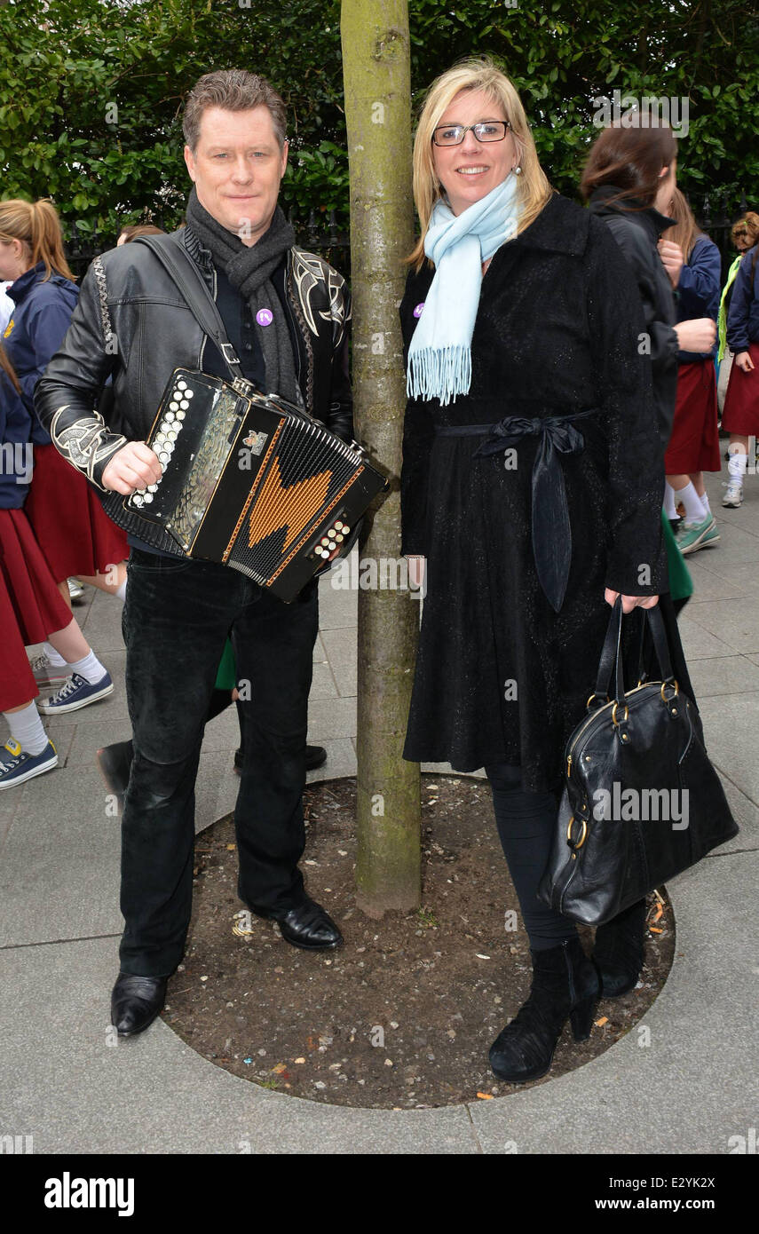 Photocall for the 'Walk In My Shoes' charity  Featuring: Liam O'Connor,Sarah Newman Where: Dublin, Ireland When: 12 Apr 2013 Stock Photo