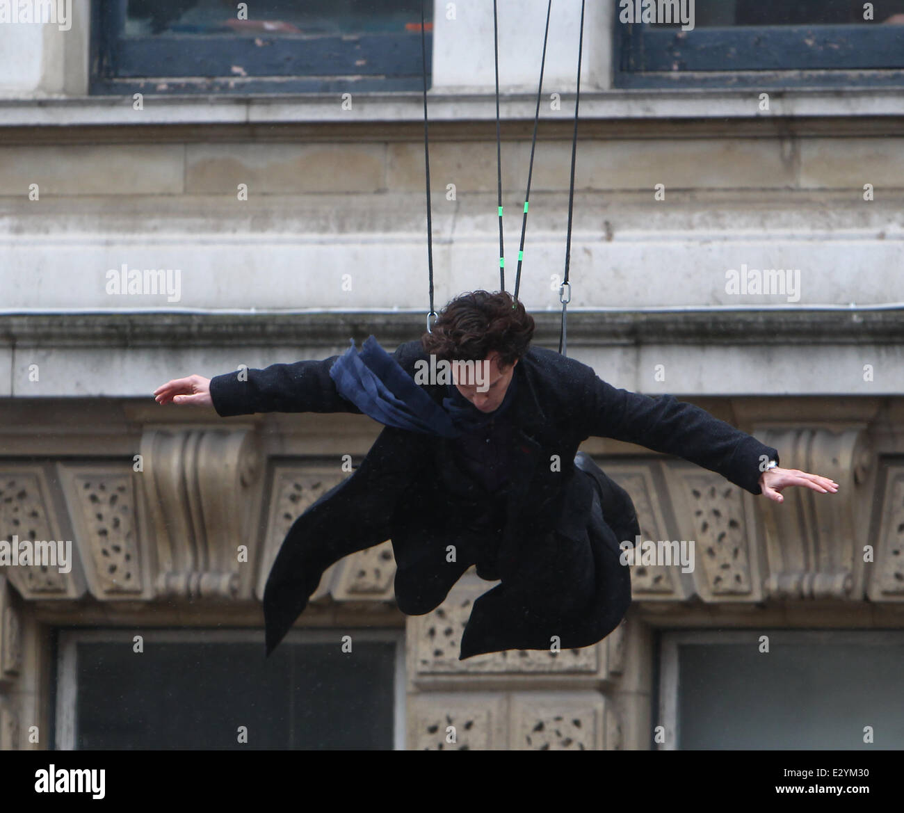 Benedict Cumberbatch films a scene for the third series of 'Sherlock' in central London  Featuring: Benedict Cumberbatch Where: London, United Kingdom When: 13 Apr 2013 Stock Photo