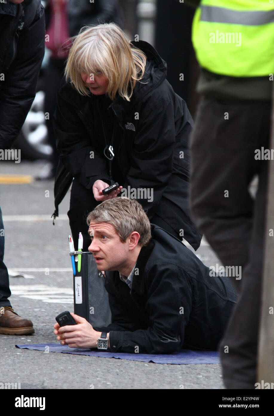 Filming takes place for the new series of 'Sherlock' in Central London