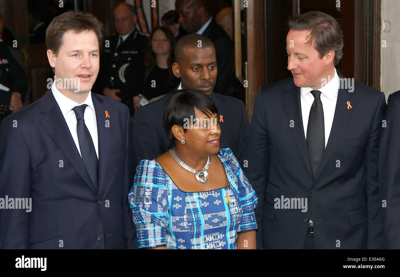 A memorial service to mark the 20th anniversary of the death of Stephen Lawrence at St Martins in the Fields Church in London  Featuring: Nick Clegg,Doreen Lawrence,David Cameron Where: London, United Kingdom When: 22 Apr 2013 Stock Photo