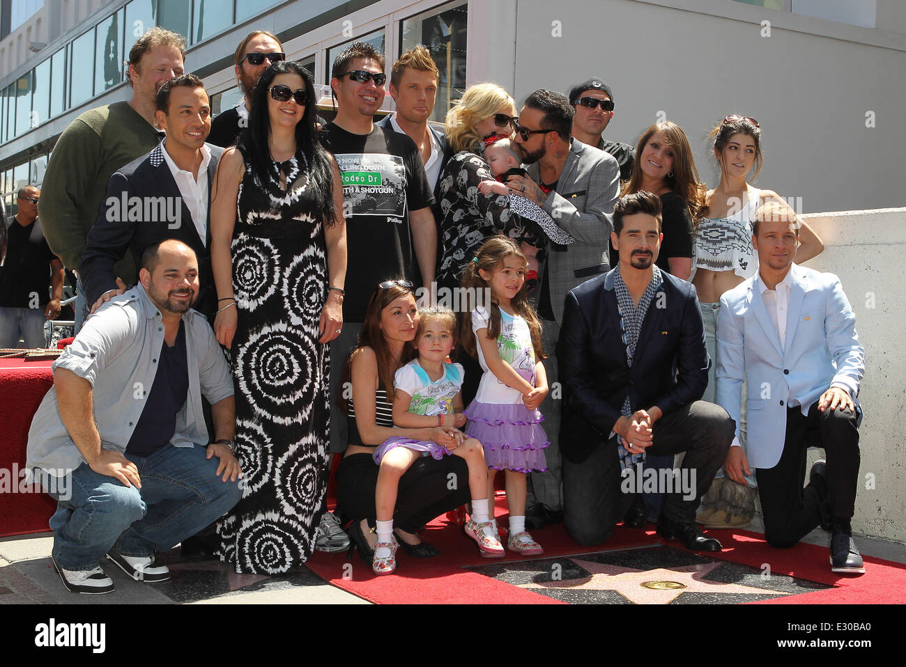 The Backstreet Boys are honoured with a Hollywood Star on the Hollywood Walk of Fame  Featuring: AJ McLean,Brian Littrell,Howie Dorough,Kevin Richardson,Nick Carter,Family Members Where: Hollywood, California, United States When: 22 Apr 2013 Stock Photo