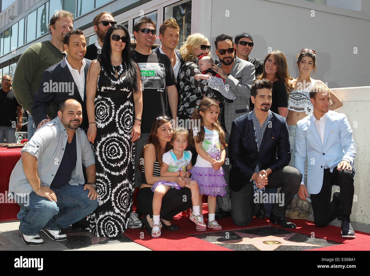 The Backstreet Boys are honoured with a Hollywood Star on the Hollywood Walk of Fame  Featuring: AJ McLean,Brian Littrell,Howie Dorough,Kevin Richardson,Nick Carter,Family Members Where: Hollywood, California, United States When: 22 Apr 2013 Stock Photo