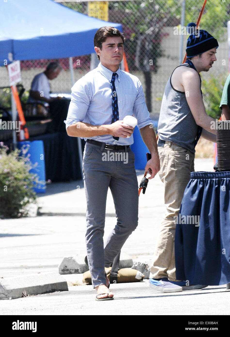 Actor Zac Efron shows up to the set of his movie 