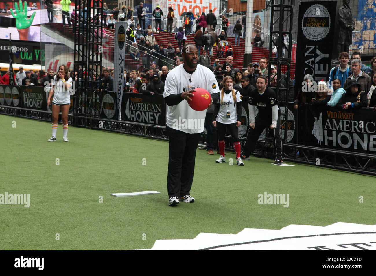 2013 Celebrity Kickball Game in Times Square in New York City.  Featuring: Donovan McNabb Where: New York, New York, United States When: 23 Apr 2013 Stock Photo