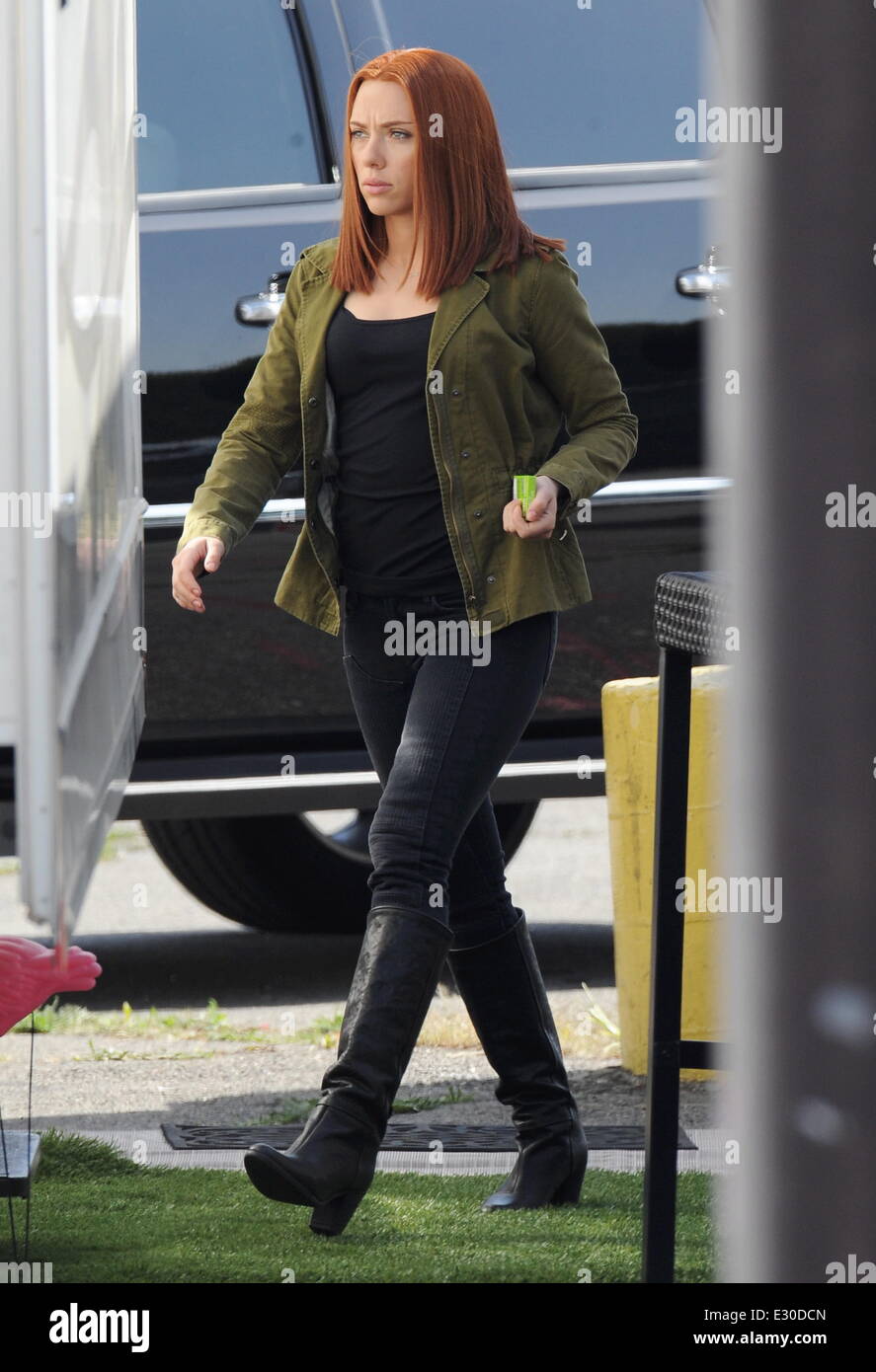 Actress Scarlett Johansson spotted filming 'Captain America: The Winter