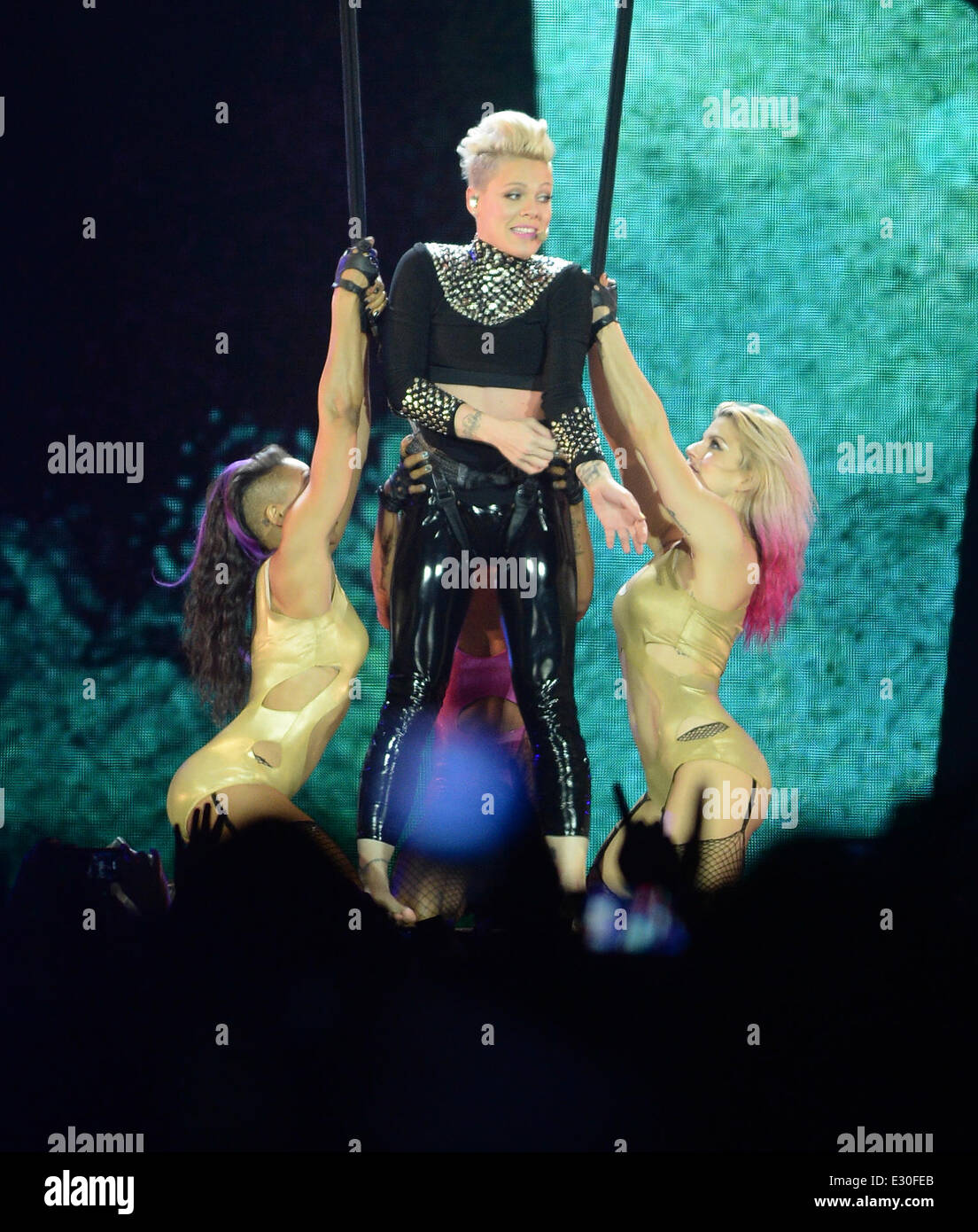 Pink performing at the O2 Arena London as part of her 'The Truth About ...
