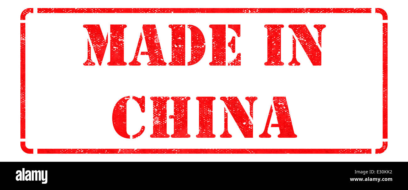 Made in China - Red Rubber Stamp. Stock Photo