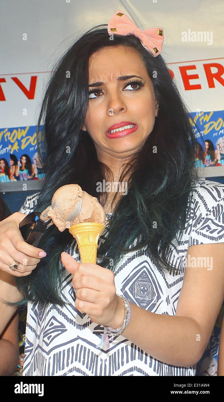 Little Mix serve ice cream in Soho Square to promote their new single 'How Ya Doin?', featuring Missy Elliott  Featuring: Jade Thirlwall Where: London, United Kingdom When: 06 May 2013 Stock Photo