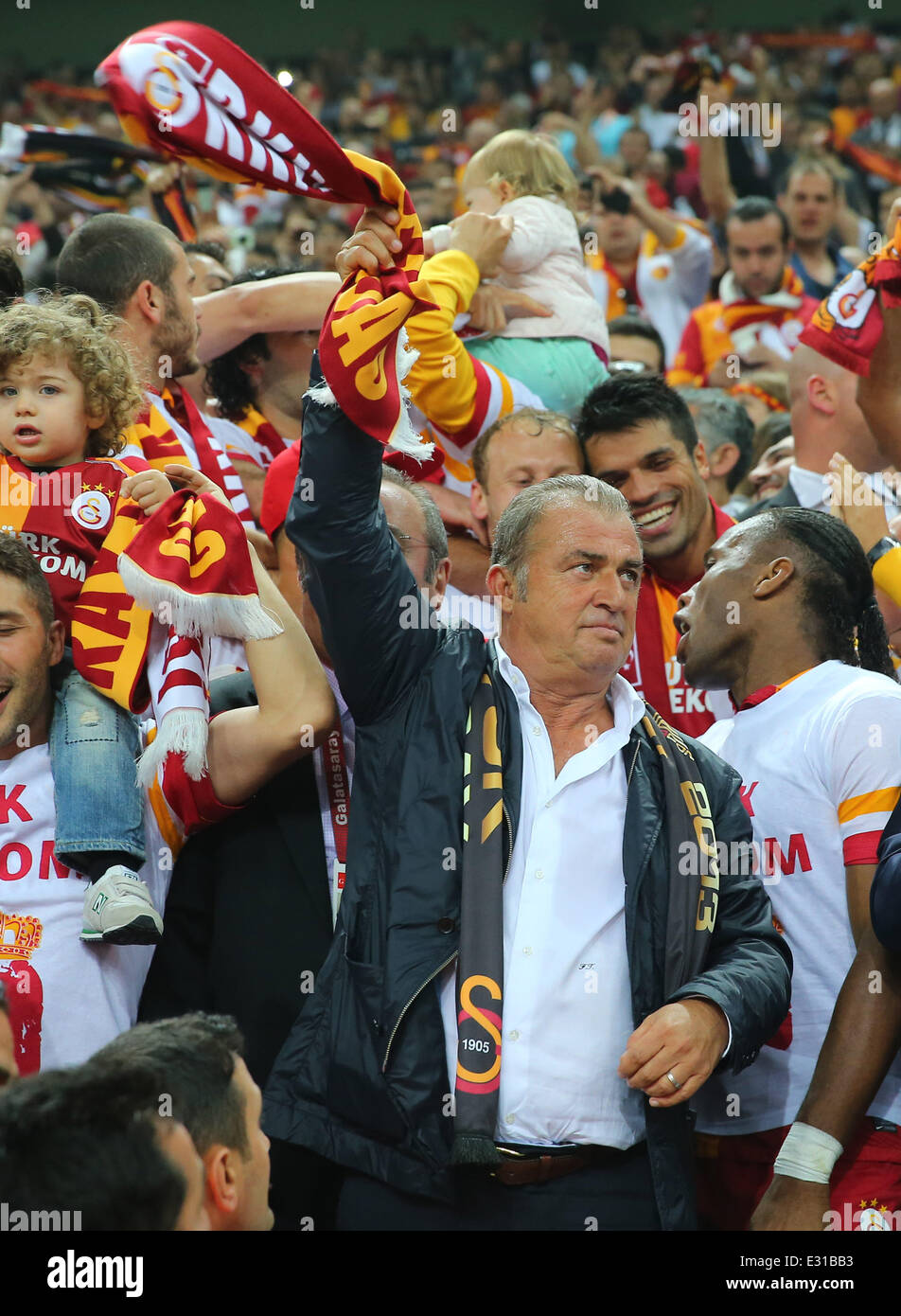 Galatasaray Football club win their 19th Spor Toto Super League title after victory over Sivasspor at Turk Telekom Arena Stadium in Istanbul Match Score: Galatasaray 4 - Sivasspor 2  Featuring: Fatih Terim Where: Istanbul, Turkey When: 05 May 2013  **** Stock Photo