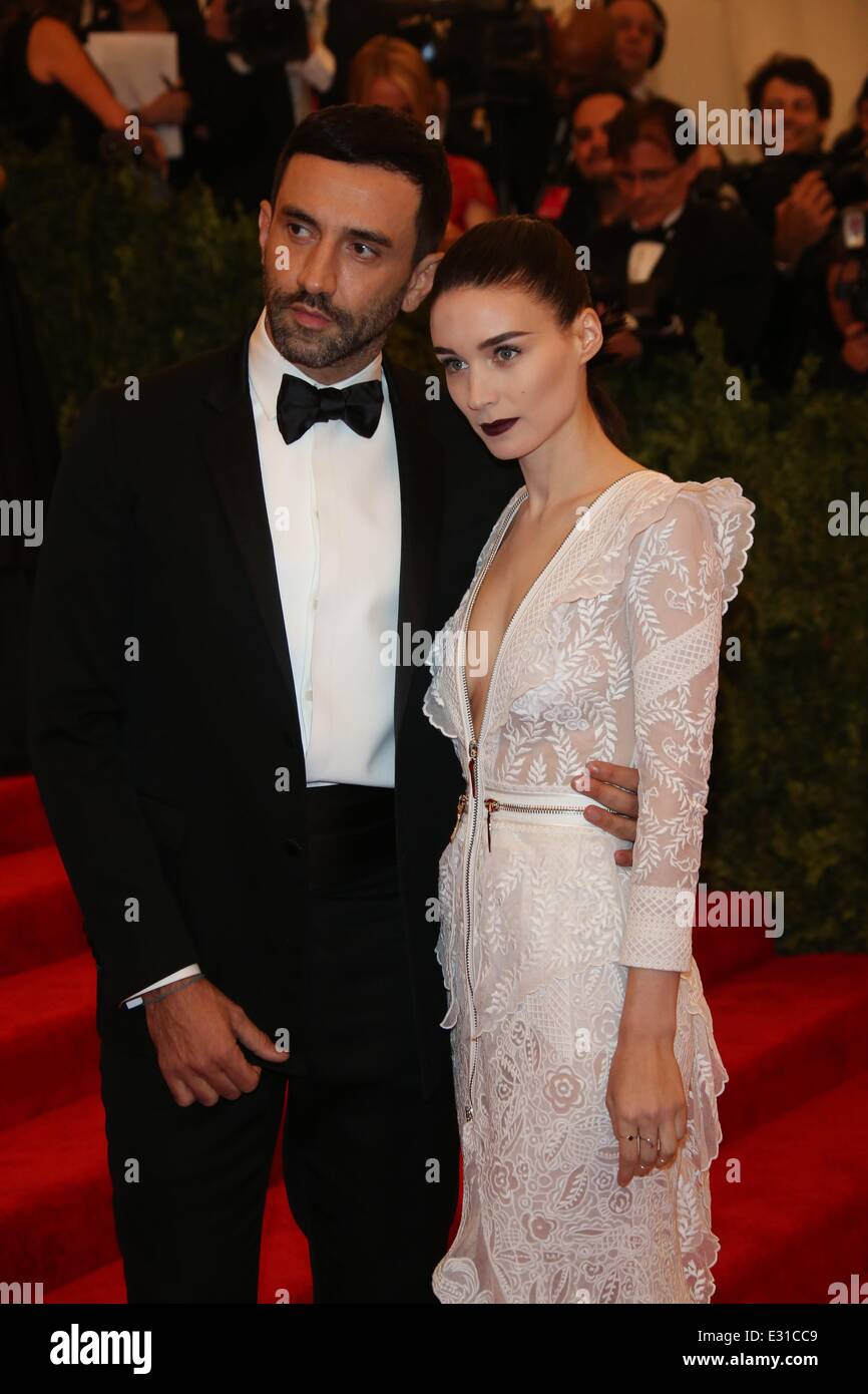 Actress Rooney Mara and designer Riccardo Tisci arrive at the Costume Institute Gala for the Punk: Chaos to Couture exhibition at the Metropolitan Museum of Art in New York City, USA, on 06 May 2013. Photo: Ian Wilson  Where: New York City, United States When: 06 May 2013  **Not available for publication in Germany** Stock Photo