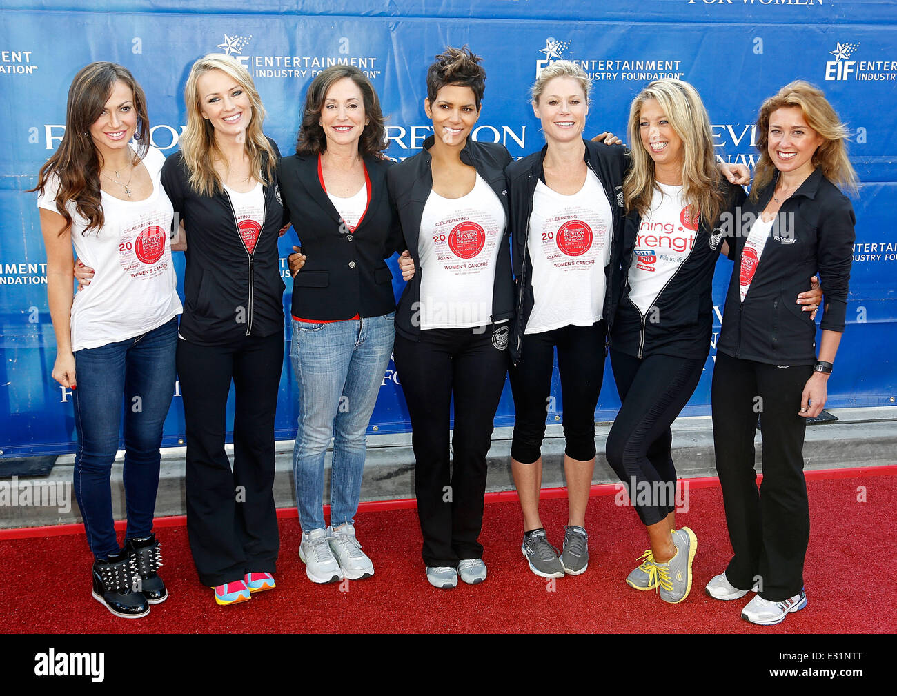 Celebrities attend the 20th Annual EIF Revlon Run/Walk for Women in Los Angeles at Los Angeles Memorial Coliseum at Exposition Park  Featuring: Karina Smirnoff,Brooke Anderson,Lilly Tartikoff,Halle Berry,Julie Bowen,Denise Austin,Julia Goldin Where: Los Angeles, CA, United States When: 11 May 2013 Stock Photo