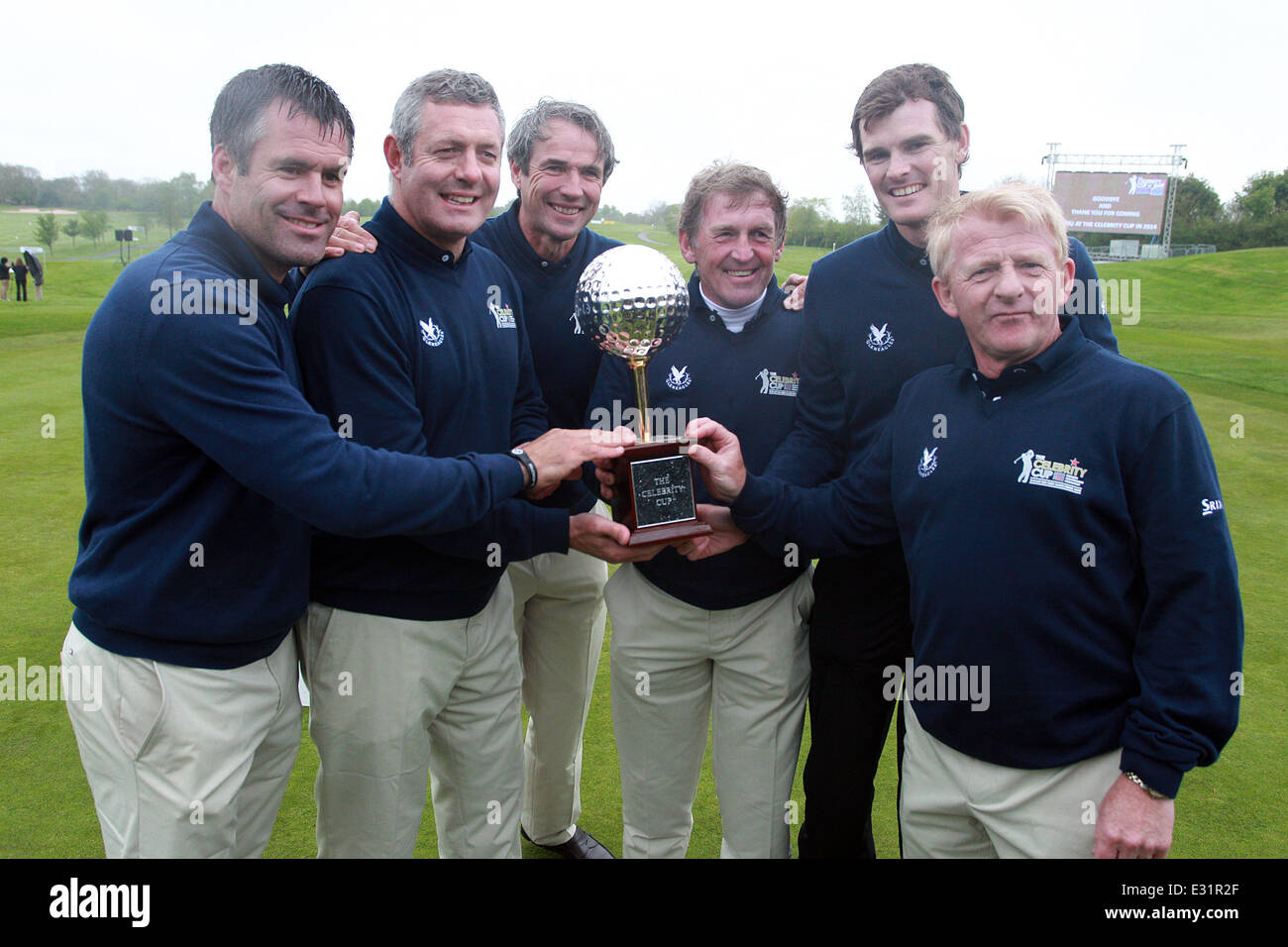 Celebrities compete in the Celebrity Cup Golf Tournament as part of Golf Live at Celtic Manor hotel and golf course  Featuring: Kenny Logan,Kenny Dalglish,Gordon Strachan,Alan Hansen,Jamie Murray,Gavin Hastings Where: Newport, Wales When: 12 May 2013 Stock Photo