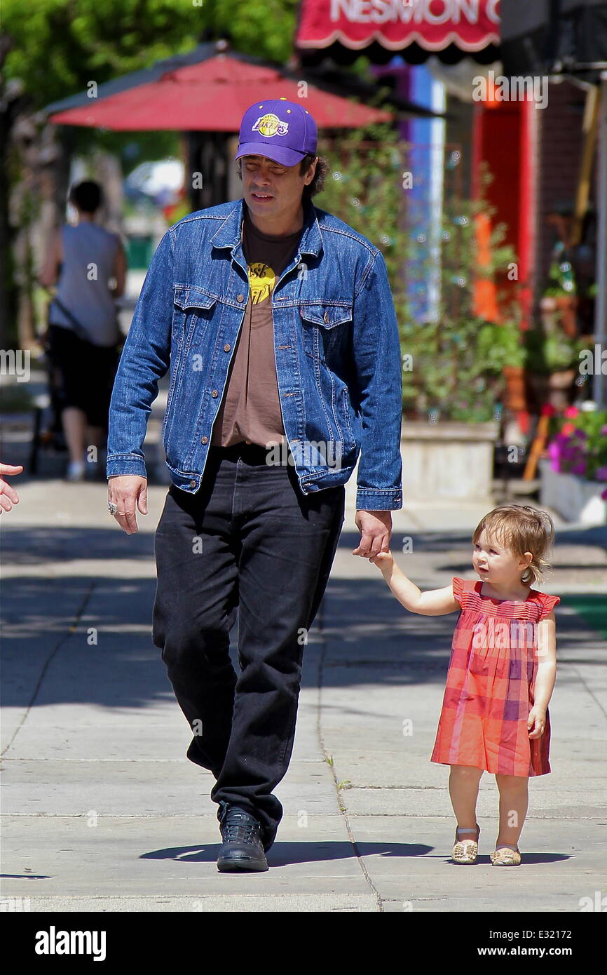 Benicio del Toro takes his daughter Delilah del Toro for a walk