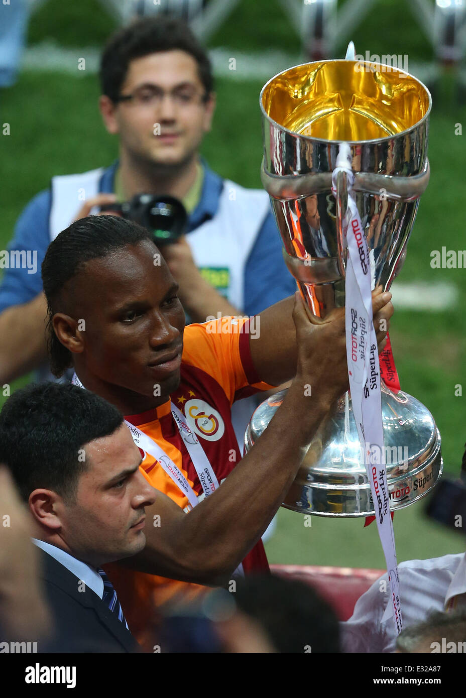 Galatasaray Players with the Championship Trophy, celebrate winning ...