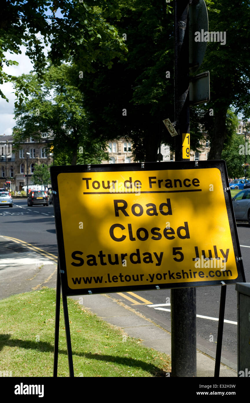 Tour de France Harrogate Road closure sign Stock Photo Alamy