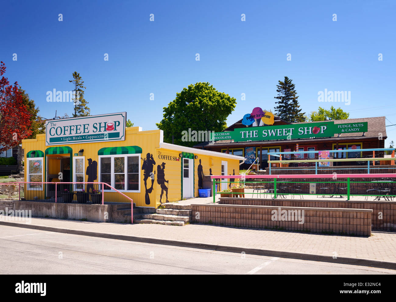 Coffee shop and The sweet shop in Tobermory, Ontario, Canada Stock