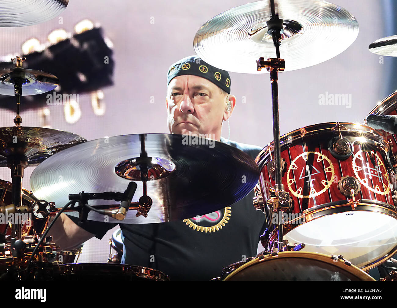 Rush Performing on the first night of Their 'Clockwork Angels' UK Tour at Manchester Arena  Featuring: Neil Peart Where: Manchester, United Kingdom When: 22 May 2013 Stock Photo