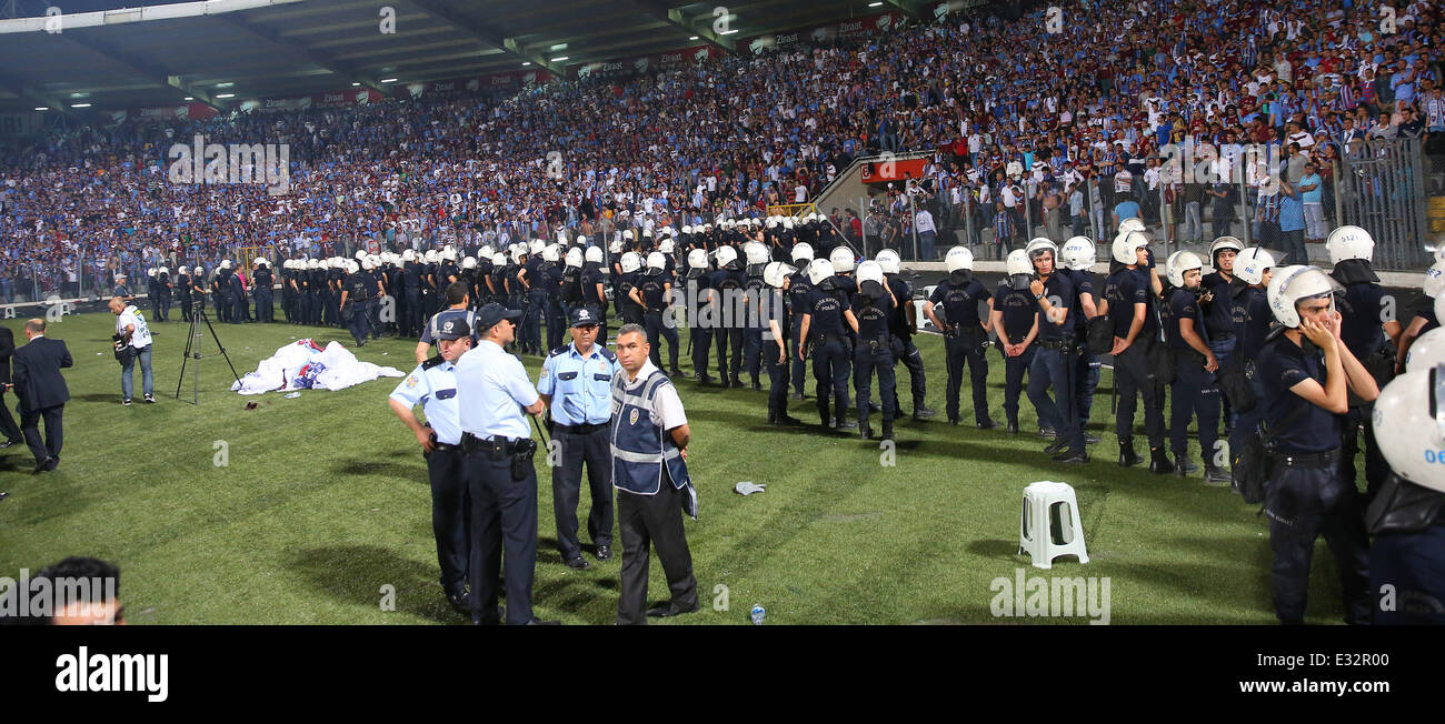 Tranbzonspor's fans fight with police after their team's defeat to  Fenerbahce in the Ziraat Turkish Cup final match between Fene Stock Photo -  Alamy