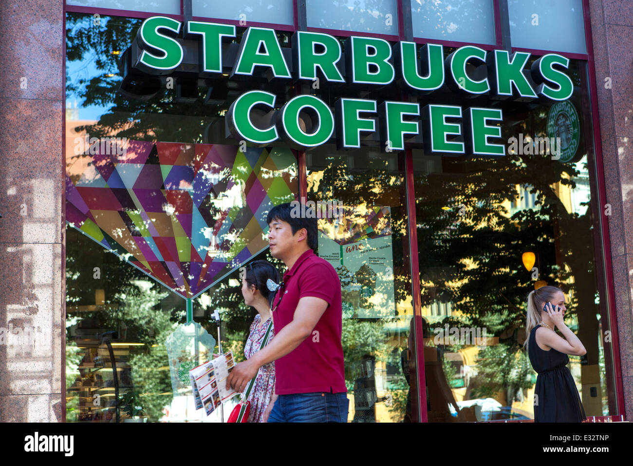 Starbucks coffee, Wenceslas Square Prague, Czech republic Stock Photo