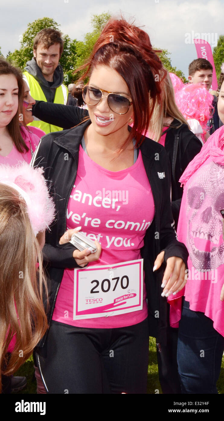 Amy Childs attends the Race for Life event at Weald Country Park in ...