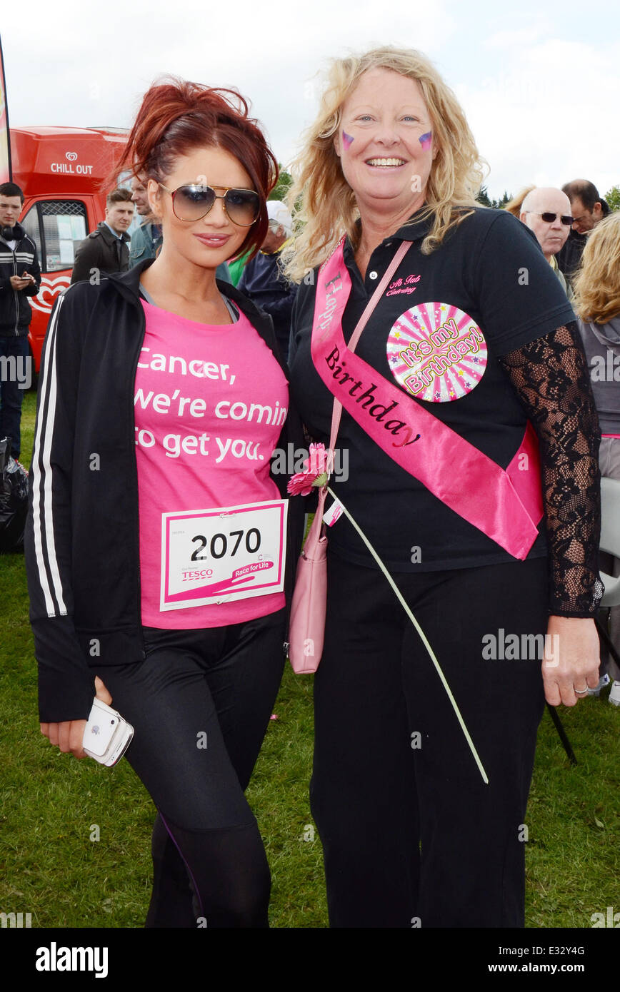 Amy Childs attends the Race for Life event at Weald Country Park in ...