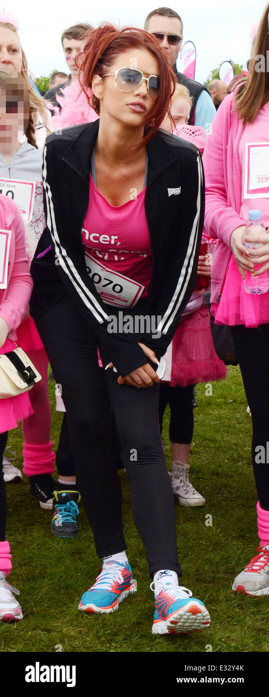 Amy Childs attends the Race for Life event at Weald Country Park in ...