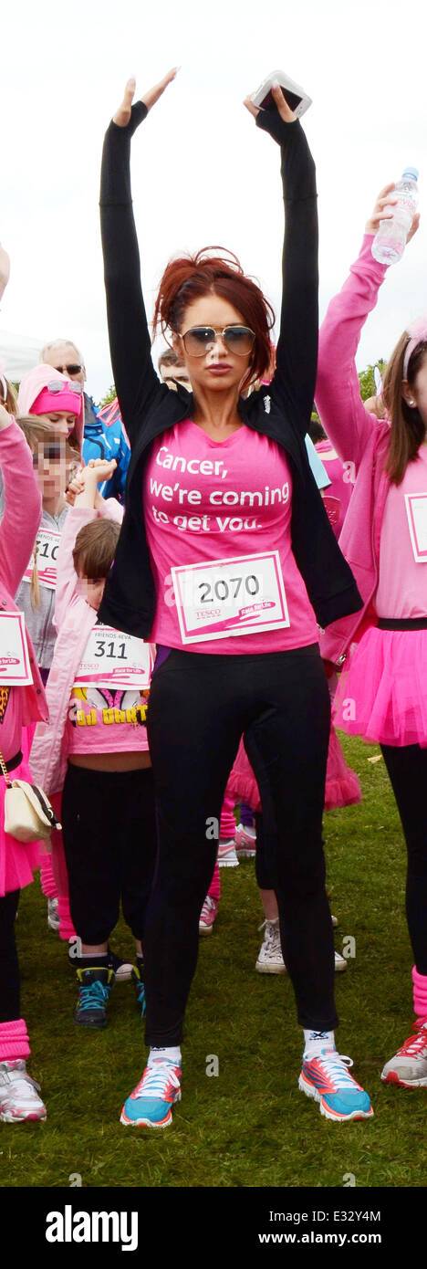 Amy Childs attends the Race for Life event at Weald Country Park in ...