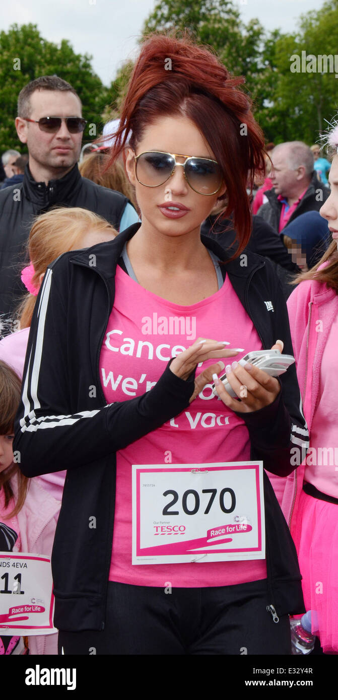 Amy Childs attends the Race for Life event at Weald Country Park in ...