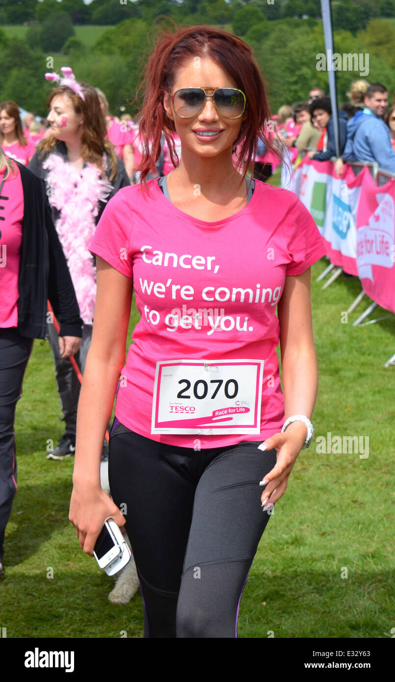 Amy Childs attends the Race for Life event at Weald Country Park in ...