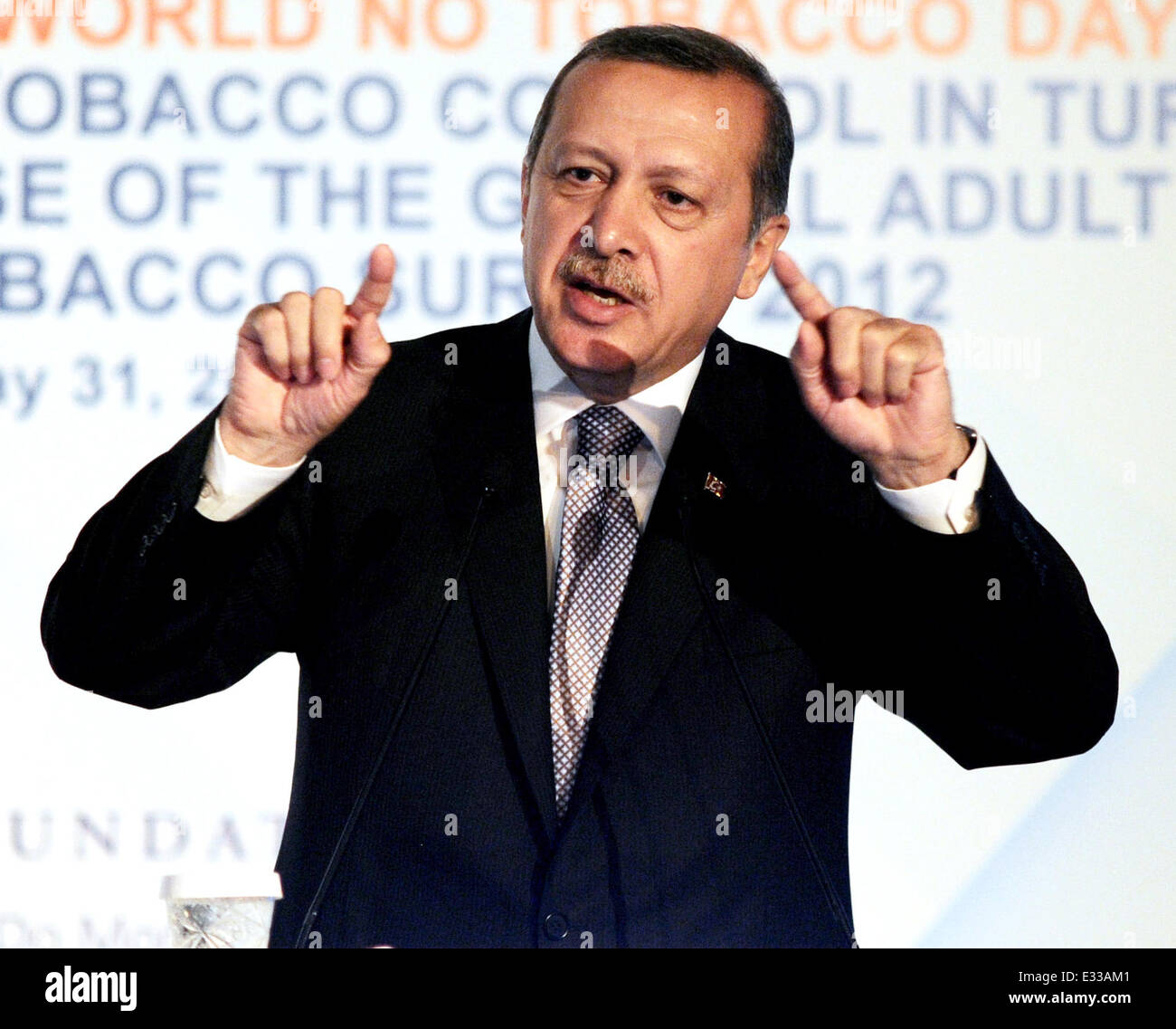 Turkish Prime Minister Tayyip Erdogan shares the results of the 2012 ...