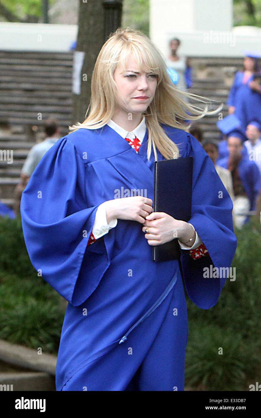 Actors on the set of  'The Amazing Spiderman 2' in New York City  Featuring: Emma Stone as Gwen Stacy Where: New York, New York, United States When: 02 Jun 2013 Stock Photo