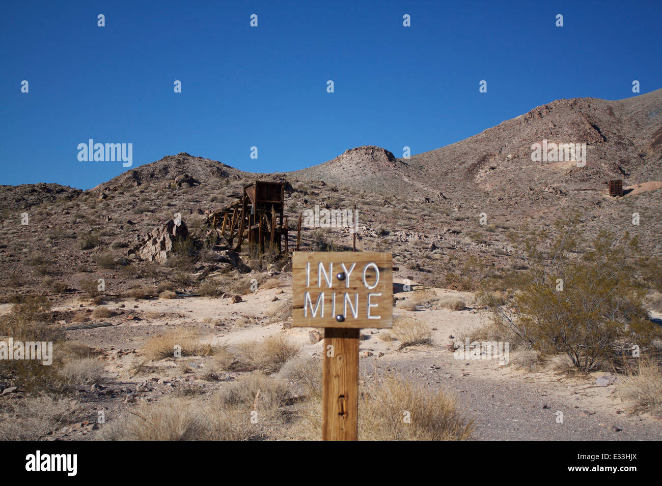 Sign showing the words Inyo Mine. Stock Photo