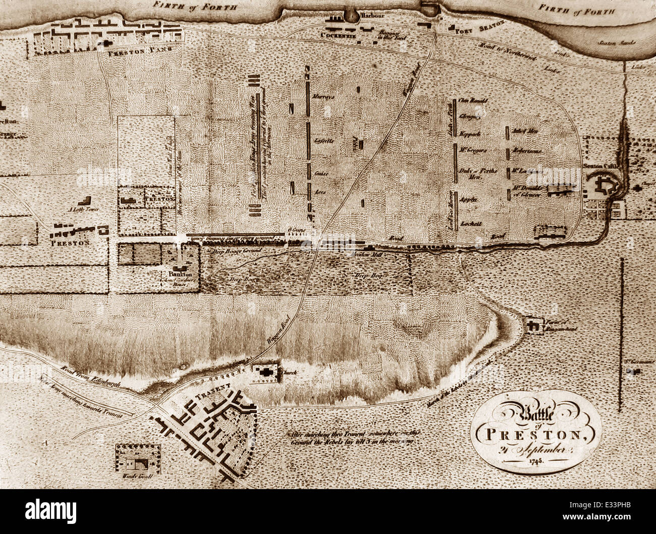 Plan of the Battle of Prestonpans Stock Photo